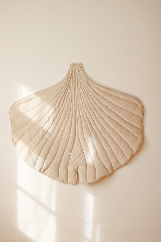 Organic Cotton and Velvet Ginkgo Leaf Playmat - Cream